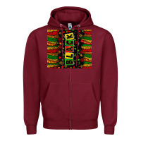 Burgundy Black license letters  juneteenth Zipper Hoodie - Zillion Design Studio
