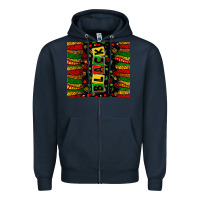 Navy Black license letters  juneteenth Zipper Hoodie - Zillion Design Studio