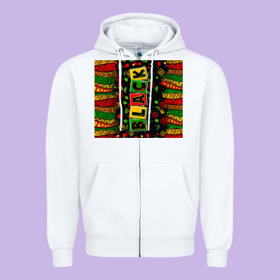 Black License Letters  Juneteenth Zipper Hoodie Designed By Zillion Design Studio
