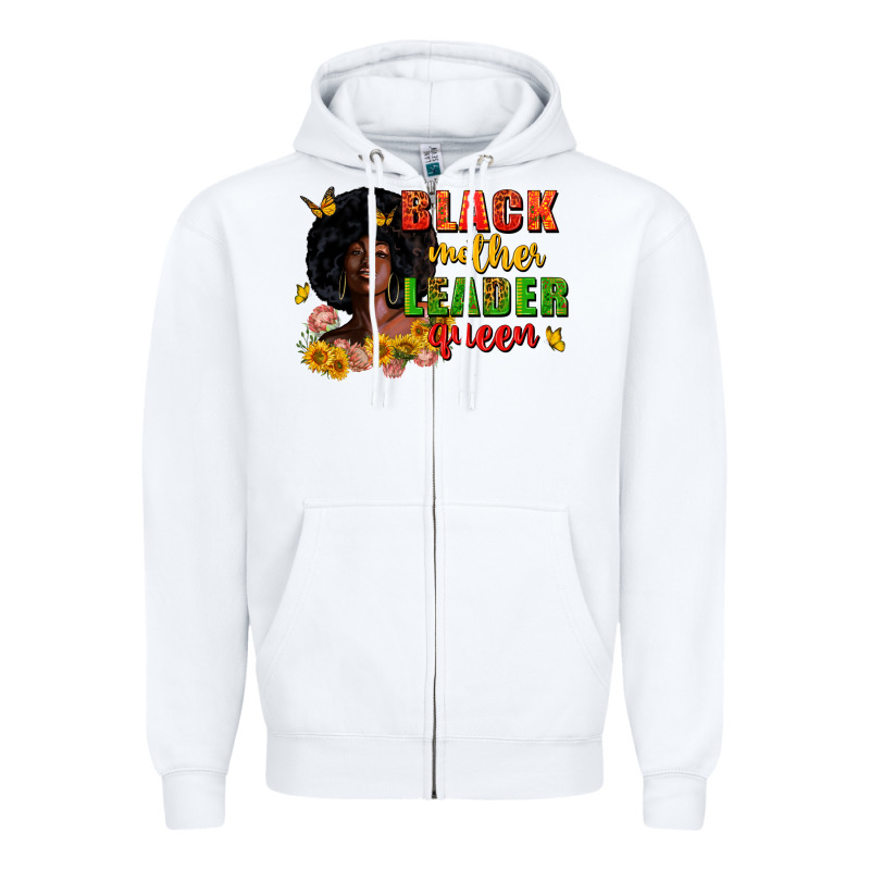Black Mother Leader Queen Juneteenth Zipper Hoodie by Zillion Design Studio | Teevron