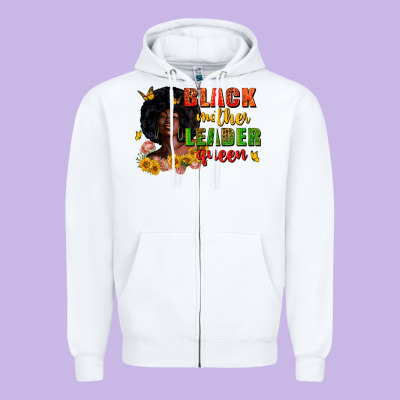 Black Mother Leader Queen Juneteenth Zipper Hoodie Designed By Zillion Design Studio