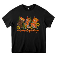 Black western Christmas Heavy Core Tee - CowhideDigitalArt