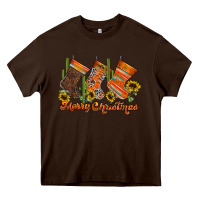 Chocolate Brown western Christmas Heavy Core Tee - CowhideDigitalArt