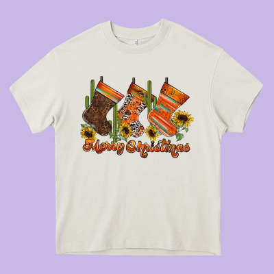 Western Christmas Heavy Core Tee Designed By Cowhidedigitalart