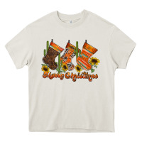 Cream western Christmas Heavy Core Tee - CowhideDigitalArt