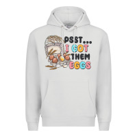 Dove Grey psst i got them eggs Premium Hoodie - MaliasSmallBusiness