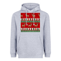 Heather Grey christmas deer and ornaments seamless pattern Heavyweight Hoodie - BundleAndBundleShop