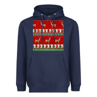 Navy christmas deer and ornaments seamless pattern Heavyweight Hoodie - BundleAndBundleShop