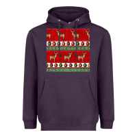 Plum christmas deer and ornaments seamless pattern Heavyweight Hoodie - BundleAndBundleShop
