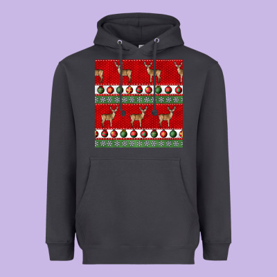 Christmas Deer And Ornaments Seamless Pattern Heavyweight Hoodie Designed By Bundleandbundleshop