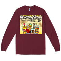 Burgundy bus driver coffee cups Long Sleeve Tee - Zillion Design Studio