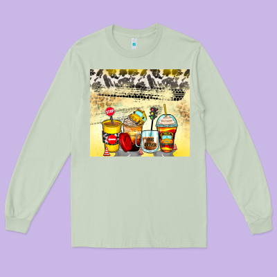 Long Sleeve Tee bus driver coffee cups