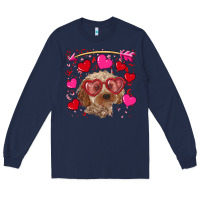 Navy valentine's day cockapoo Long Sleeve Tee - RanaPortraitStore