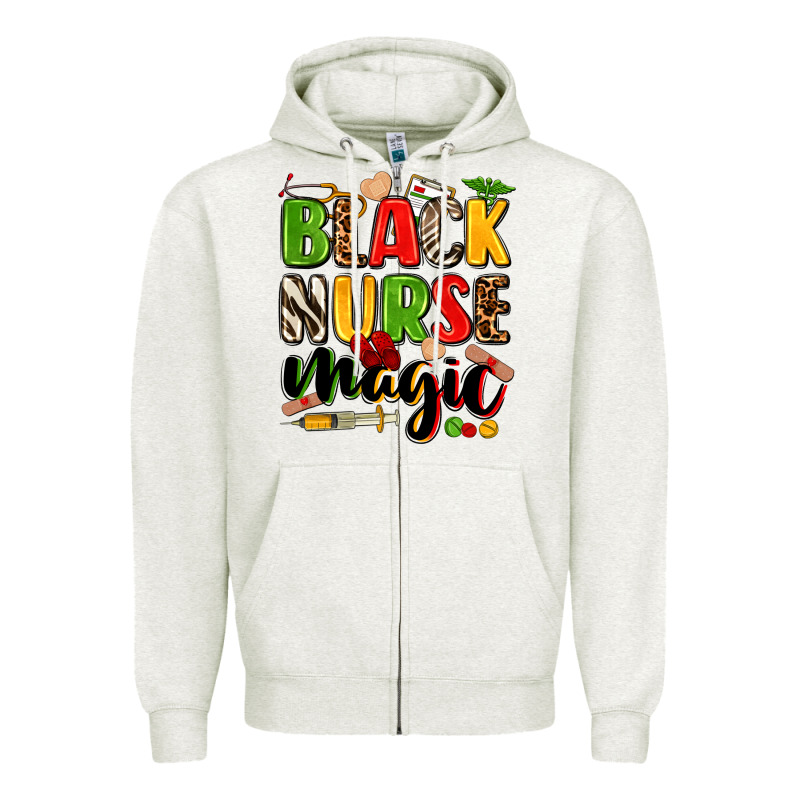 Black Nurse Magic Juneteenth Zipper Hoodie by Zillion Design Studio | Teevron