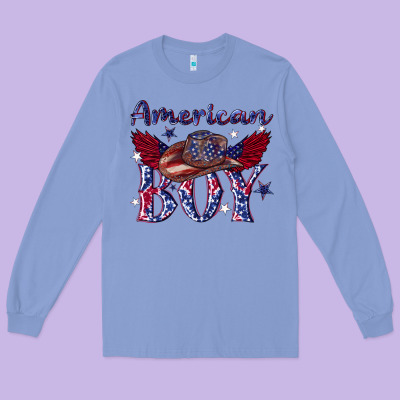 Long Sleeve Tee American boy with cowboy