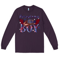 Plum American boy with cowboy Long Sleeve Tee - texasbilliewilder