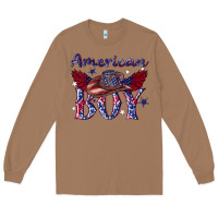 Toasted Coconut American boy with cowboy Long Sleeve Tee - texasbilliewilder