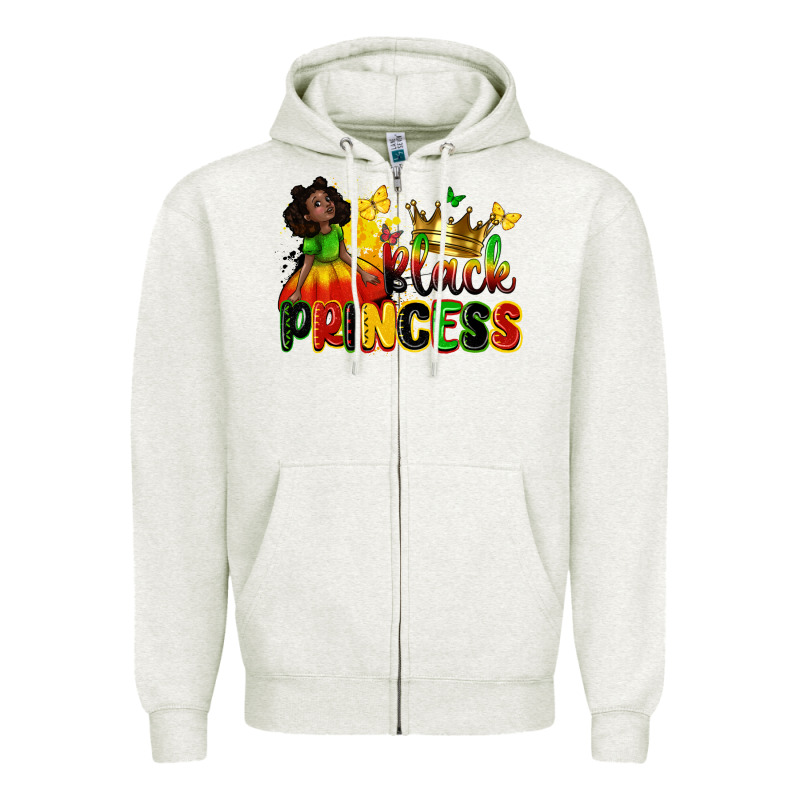 Black Princess Juneteenth Zipper Hoodie by Zillion Design Studio | Teevron