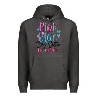 Charcoal Heather pink or blue big sister loves you Premium Hoodie - MaliasSmallBusiness