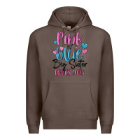 Coffee pink or blue big sister loves you Premium Hoodie - MaliasSmallBusiness