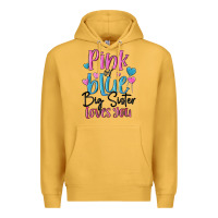 Mustard pink or blue big sister loves you Premium Hoodie - MaliasSmallBusiness