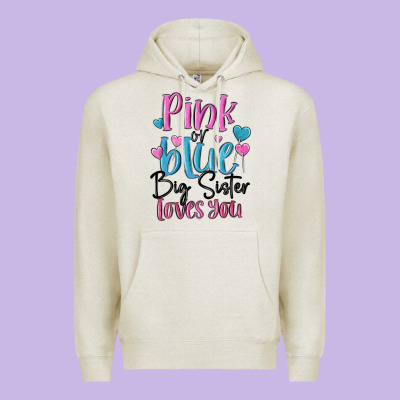 Pink Or Blue Big Sister Loves You Premium Hoodie Designed By Maliassmallbusiness