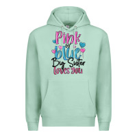 Seafoam pink or blue big sister loves you Premium Hoodie - MaliasSmallBusiness