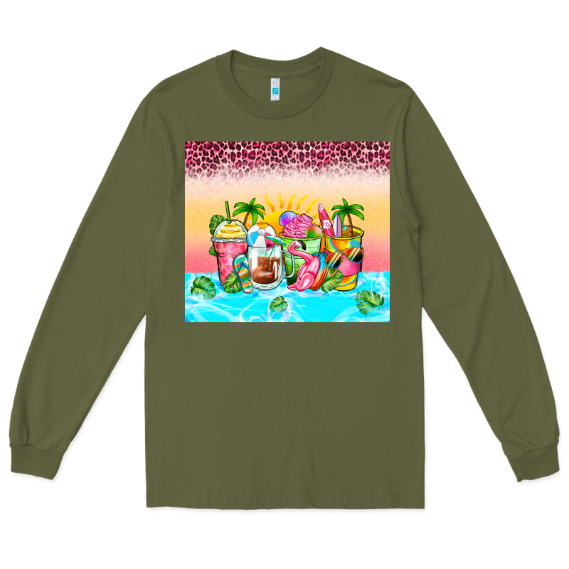 Beach Summer Coffee Cups Long Sleeve Tee by Zillion Design Studio | Teevron