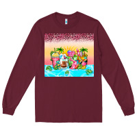 Burgundy beach summer coffee cups Long Sleeve Tee - Zillion Design Studio