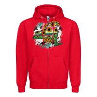 Red New York State Map Zipper Hoodie - RanaPortraitStore