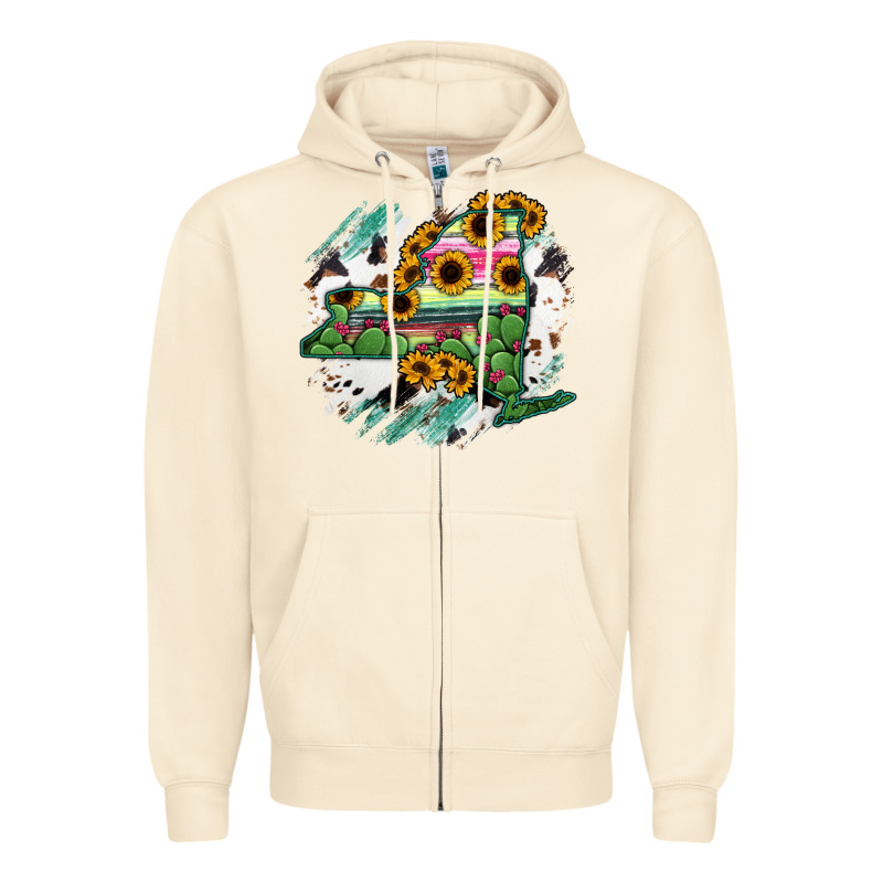 New York State Map Zipper Hoodie by RanaPortraitStore | Teevron