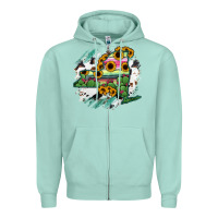 Seafoam New York State Map Zipper Hoodie - RanaPortraitStore