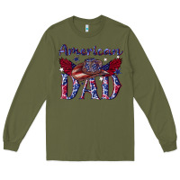 Army Green American dad with cowboy Long Sleeve Tee - texasbilliewilder