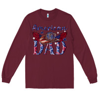 Burgundy American dad with cowboy Long Sleeve Tee - texasbilliewilder