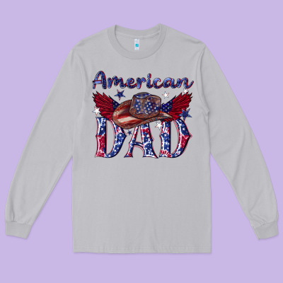 Long Sleeve Tee American dad with cowboy