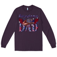 Plum American dad with cowboy Long Sleeve Tee - texasbilliewilder