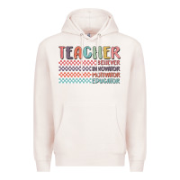 Pale Pink retro teacher Premium Hoodie - MaliasSmallBusiness