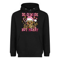 Black dead inside but merry  pink christmas skeleton Heavyweight Hoodie - AdoDesignShop