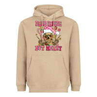 Mushroom dead inside but merry  pink christmas skeleton Heavyweight Hoodie - AdoDesignShop