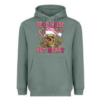 Sage dead inside but merry  pink christmas skeleton Heavyweight Hoodie - AdoDesignShop