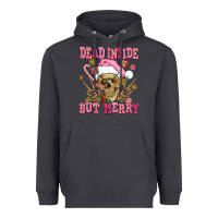 Smoke dead inside but merry  pink christmas skeleton Heavyweight Hoodie - AdoDesignShop