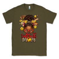 Army Green softball mom afro messy bun Classic Tee - texasbilliewilder