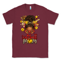 Burgundy softball mom afro messy bun Classic Tee - texasbilliewilder