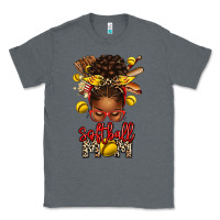 Charcoal Heather softball mom afro messy bun Classic Tee - texasbilliewilder