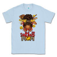 Dusty Blue softball mom afro messy bun Classic Tee - texasbilliewilder
