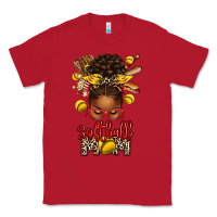 Red softball mom afro messy bun Classic Tee - texasbilliewilder