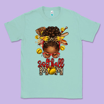 Softball Mom Afro Messy Bun Classic Tee Designed By Texasbilliewilder