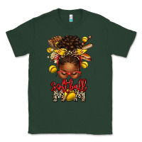 Sports Green softball mom afro messy bun Classic Tee - texasbilliewilder