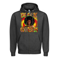 Charcoal Heather Black queen juneteenth Zipper Hoodie - Zillion Design Studio