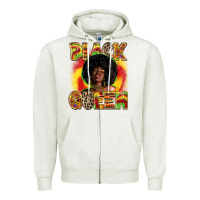 Oatmeal Heather Black queen juneteenth Zipper Hoodie - Zillion Design Studio